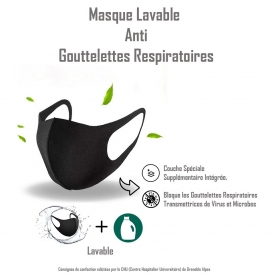Masque Lavable et Réutilisable Anti Gouttelettes Respiratoires