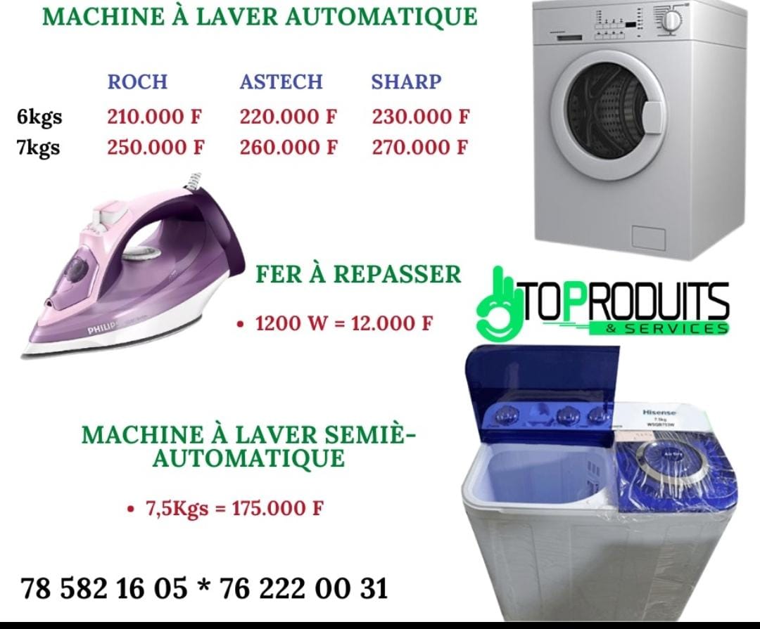 MACHINE A LAVER Machine à laver automatique et semi automatique 
Garantie 12 mois