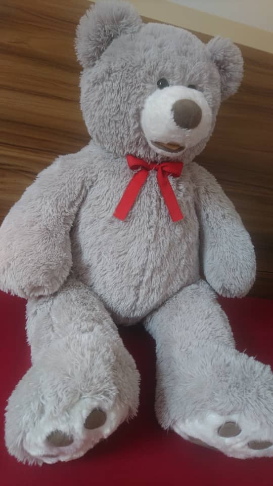 Grey Teddy Bear  Mignon et adorable peluche ours taille xl de 80cm de hauteur avec sa belle couleur grise et ses jolis coussinets,vous allez sans doute l