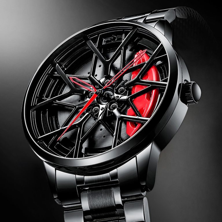 Montre style Jante de voiture Appréciez la montre bracelet Megir argentée en acier inoxydable et résistante à l