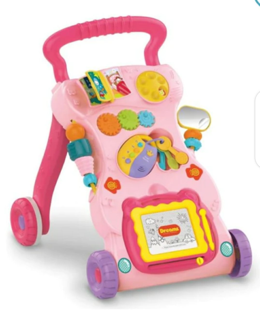 TROTTEUR MARCHEUR JOUETS ENFANTS  Un must have pour entraîner votre bébé à la marche, et avec des jouets votre loulou va jouer manipuler reconnaître les formes et couleurs. Un jouet qui développe les capacités sensori moteurs.
