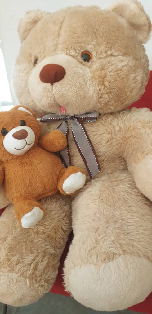Maman Teddy et Ourson Waouh!!!quelle merveille de grosse peluche ours et son adorable ourson pour faire le bonheur et la joie de des enfants et des adultes.maman teddy et son joli ourson vont sûrement vous plaire et vous procurer d