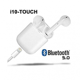 TWS I10 TOUCH 5.0 Distance Bluetooth: ≤ 10 M (environ)

Temps de jeu: environ 3-4 heures de Temps

Temps de charge: environ 1 heure

Autonomie en veille: environ 100 heures 

Câble de recharge : lightning