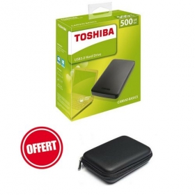 Toshiba Disque Dur Externe 500 Go + Etui de Protection - Noir