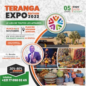 TERANGA EXPO 2022 Nous sommes à JJ-6 DE LA Grande Foire internationale TERANGA EXPO 2022.

Etant une première au Sénégal et le lieu de tout les affaires; cette Grande Foire et Exposition est l