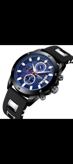Montre de luxe La montre ci-dessous est la Nibosi noir en acier et silicone inoxydable et résistante à l
