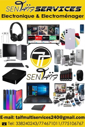  Electronique & electroménager  Sen Taif Multi services est une agence de vente de produits électroniques et électroménagers.Nous vous offrons ces produits de qualités à des prix imbattables.Si vous avez besoin d