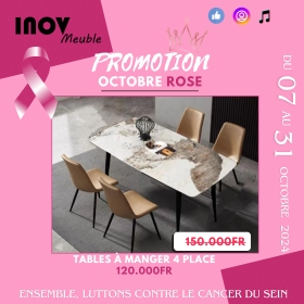 Tables à manger 4 places promo octobre rose16 Spéciale Promo OCTOBRE ROSE

Des Tables à manger 4 places disponibles en plusieurs couleur et motifs. À partir de 120.000fr. Le prix varie selon le modèle.

Livraison + Montage OFFERTS dans la ville de Dakar.


Contactez-nous pour plus d