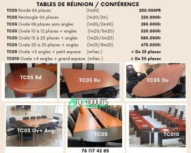 Table de réunion  Tables de bureaux disponibles 