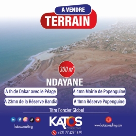 KATOS CONSULTING EST UNE ENTREPRISE IMMOBILIERE LEADER DANS LE SECTEUR DU BTP AU SENEGAL Nous vous proposons des terrains à vendre à ndayane ngaba, ndayane extension et ndayane residence.
Ce sont des zones déjà habitées, bien loti, viabilisées, non inondable, assainies, électrifiées et non loin de la mer.
Ndayane, c