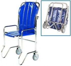Chaise portoir pliable - Les Dauphins  Chaise portoir pliable 2 roues fixes diamètre 125 mm à l’arrière-Structure  En acier chromé (supporte jusqu