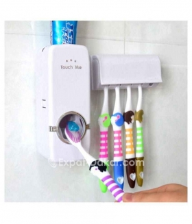  Distributeur de dentifrice + porte brosse 

distributeur blanc automatique de dentifrice importé avec support pour porte-brosse à dents instruction d