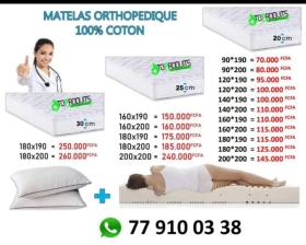 Matelas Orthopédique J30 Des matelas de 1, 2 et 3 places, 1 ère main jamais utilisés et toujours dans leurs emballages disponibles. Le prix varie selon le nombre de places et l