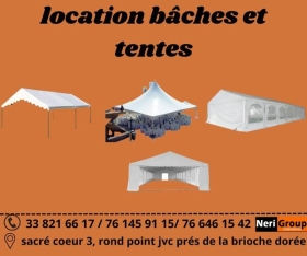 LOCATION JOURNALIERE DE TENTES ET BÂCHES A DAKAR 03  Des tentes et bâches de qualité pour vos événements (fêtes, mariage, foires, expositions et autres) :
- Bâches (4/5 à 40.000 f, 8/5 à 45.000 f, 12/7 à 85.000 f);
- Stands (3x3 à 35.000 f, 5x5 à 80.000 f,) ;
NB : POUR LA LOCATION DE BÂCHES ET TENTES, VEUILLEZ 
DEMANDER UN DEVIS, MERCI !!!!
LIVRAISON A VOS FRAIS !!!