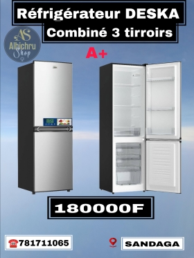 Vente de Réfrigérateurs et congélateurs  Réfrigérateurs combinés Astech 
et Deska  trois et quatre tiroirs disponibles chez Albichru Shop. Si vous êtes intéressé veuillez nous contacter sur 781711065