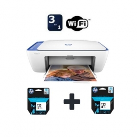 Hp Imprimante Tout-en-Un avec Wi-Fi - DeskJet 2630 - Blanc + 2 Cartouches d'encres ( Noir et Couleur )