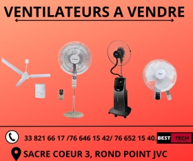 VENTILATEURS A VENDRE AU SENEGAL 04 Chers clients, BEST met à votre disposition des ventilateurs de qualité!! Pour plus de détails : https://best-continental.com/product-category/ventilateurs/
• Ventilateur Mural CONTINENTAL à 40.000 FCFA ;
• Ventilateur Plafonnier à 47.500 FCFA ;