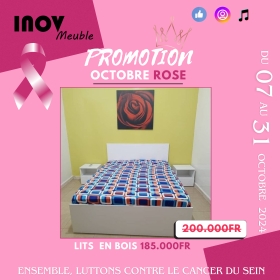 Lits en bois blanc + 2 chevets promo octobre rose16 Spéciale Promo OCTOBRE ROSE

Des Lits en Bois neufs et importées disponibles en 2 et 3 places. Disponibles à partir de 185.000fr. Le prix varie selon le nombre de place

Livraison + Montage OFFERT partout dans la ville de  Dakar.

Contactez-nous pour plus d