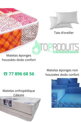 MATELAS ÉPONGES 1,2,3 PLACES 5f Matelas éponges de 1,2,3 places; neufs et en bon état, disponibles chez Top Produits et Services. Taille 15 et 18cm à partir de 35.000, le prix dépend de la taille et du nombre de places.
Possibilité de livraison.
Veuillez-nous contactez pour plus d