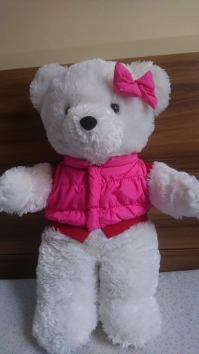 Peluche teddy white&Pink