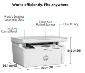 HP MFP M141a Imprimante Laser Jet HP MFP M141a Multi-fonction 3en1 Monochrome, Impression, scan, copie,

Format: A4,

Technologie d’impression: Laser,

Vitesse d’impression: Jusqu’à 20ppm –

Résolution d’impression: Jusqu’à 600x600ppp,

Résolution de numérisation: Jusqu’à 600ppp,

Vitesse de copie: Jusqu’à 20cpm,

Résolution de copie: …
