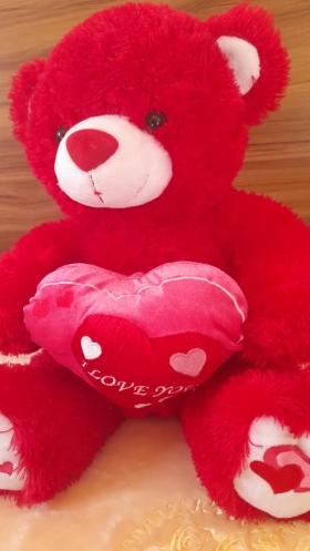 Red Teddy Love  Somptueux  peluche ours red teddy"i love you "pour dire je t