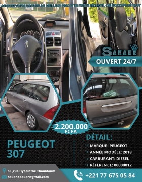 Peugeot 307 à vendre au meilleur prix Nous vendons une très belle Peugeot 307 Break (Diesel) boite manuelle 5 places voiture impeccable à très bon prix.  "La technologie qui vous facilite la vie ".