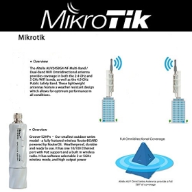 Pack Antenne Wifi avec Routeur Microtik Outdoor Vends Ensemble Antenne wifi Outdoor Omnidirectionnelle de 65 Dbi + Routeur Outdoor Microtik DualBand 2.Ghz/5Ghz. Longue portée et grande couverture wifi.
