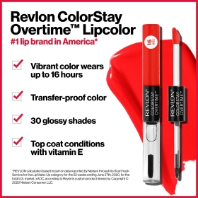 Revlon Colorstay Overtime Rouge à lèvres liquide à double extrémité avec brillant à lèvres transparent, avec vitamine E 
