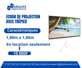 LOCATION ECRAN PROJECTEUR AVEC TREPIED  écran de projection1,80 m* 1,80 m