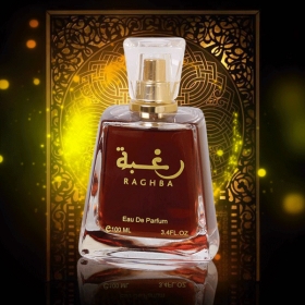 Parfum oriental Raghba Raghba est un parfum oriental /vanillé/sucré/boisé.
Il est principalement composé de vanille ,musc, oud, encens, sucre et bois de santal 
C