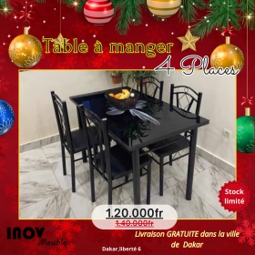 Tables à manger 4places promo noel12 SÉPCIALE PROMO NOEL

Du 02 au 25 Décembre 2024, profitez de la promotion Noel avec nos Tables à manger 4 places en bois et en fer forgé à des prix abordables.

Matériels neufs et importés disponibles en magasin à partir de 120.000fr et le prix varie selon le modèle.

Livraison GRATUITE + Montage OFFERT dans la ville de Dakar.

Contactez-nous pour plus d