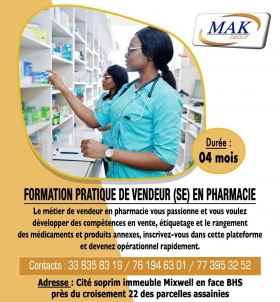 VENDEUR EN PHARMACIE Inscrivez vous vite pour une nouvelle session en Vendeur en Pharmacie et bénéficiez d