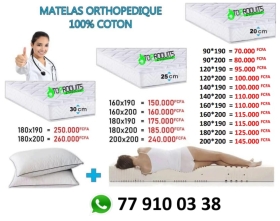 Matelas orthopédique maxi qualité Des matelas orthopédiques neufs de 1, 2 et 3 places avec différentes épaisseurs. À partir de 70.000fr, le prix varie selon la dimension et l