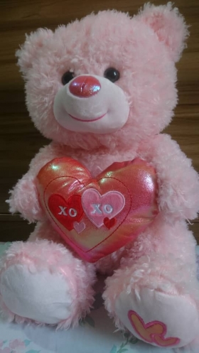 Nounours Love XOXO Voici une belle et adorable peluche ours de couleur rose toute Neuve pour faire passer votre message d