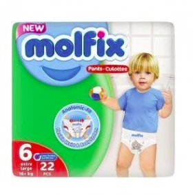 COUCHES CULOTTES MOLFIX TAILLE 6 Molfix est la couche la plus sèche. Ce nouveau Molfix est stérilisé avec les technologies UVC et antibactériennes pour offrir plus de protection à votre bébé.
Les couches Molfix ne s