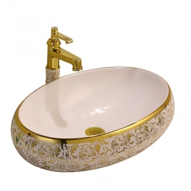 électrolytique or lavabo en céramique table bassin rectangulaire ovale lavabo