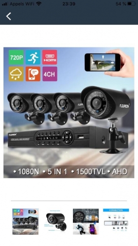 Kit caméras de surveillance 4 caméras hd ,un dvr ,une disque dur et 100m de cable 
Devis et installation gratuit