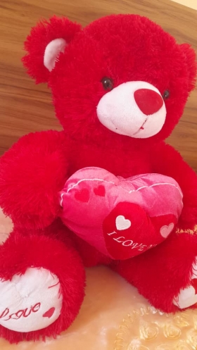 Red Teddy Love  Somptueux  peluche ours red teddy"i love you "pour dire je t