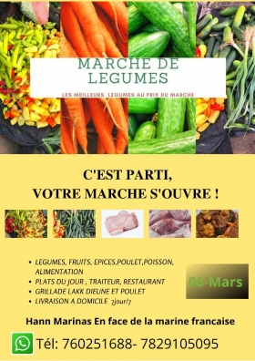 Marché de légumes Amira marché est spécialisée dans la vente de légumes bio, poulets, poissons, viandes, et fruits 
Nous vous livrons partout à Dakar. 
